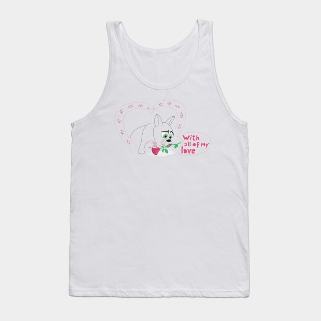 Adorable French Bulldog with a Rose Tank Top by fraga-ro